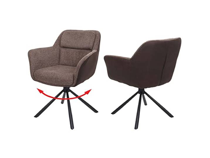Mendler 2er-Set Esszimmerstuhl HWC-K33 Stoff - Kunstleder braun-Dunkelbraun