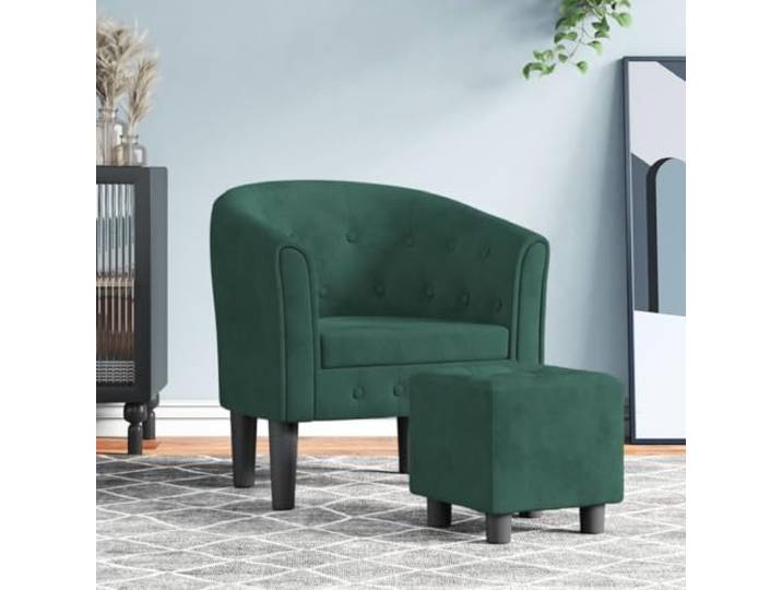NLQMSU Cabrio-Sessel, Velours, Dunkelgrün, mit moderner Fußstütze Weicher Samt, Rahmen aus Kiefernholz, großzügige Polsterung, kompaktes Design, Belastung 110 kg, Wohnzimmer oder Schlafzimmer