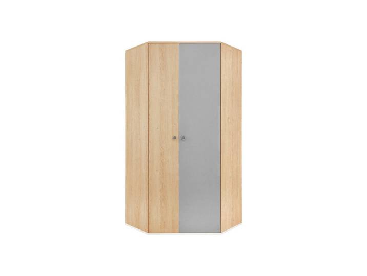 Deine Möbel 24 Eckkleiderschrank Poko 2 90/190/90 cm in Biskuiteiche / Weiß Lux / Grau, Eichefarben, Weiß, Grau, 90x190x90 cm, Schlafzimmer, Kleiderschränke, Eckschränke