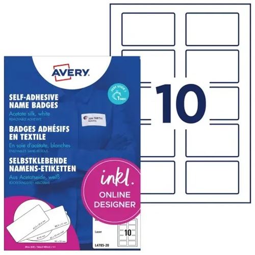 AVERY Zweckform Namens-Etiketten, 80 x 50 mm, weiß Acetatseide