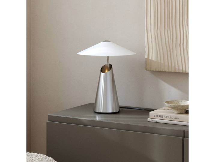 Design tafellamp Taido, chroom / zilver, Woon-/ Eetkamer, metaal, Design, tafellamp