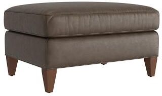 Cameron Leather Ottoman - Taupe Leather, Taupe Sierra - Ballard Designs