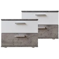 HTI-Living Nachtschrank 2er Set Beton Weiß Nina