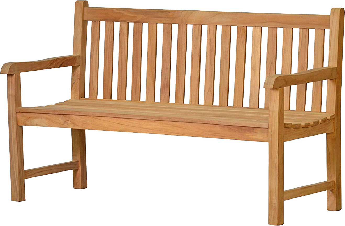 Gartenbank Massive Teakholzbank Andorra 130 cm als wetterfeste Holzbank & Sitzbank nachhaltige und unbehandelte Teakbank