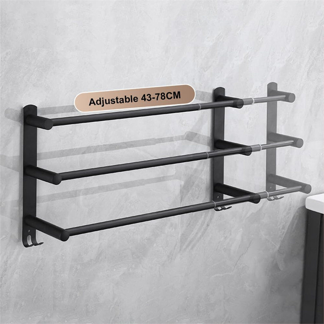Belfry Bathroom Lipe 78 cm L Stainless Steel Towel Bar Matte Black 28cm H X 78cm L X 12.6cm D
