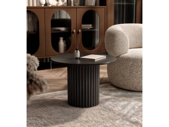 Table basse ronde BARNEY - 60x38 cm - Structure en Acier - élégant - Noir