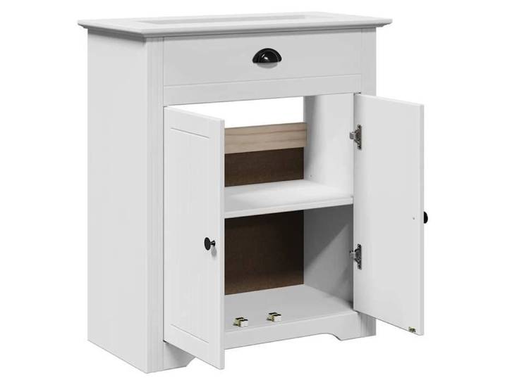 Soldes Printemps  Armoire de lavabo de salle de bain - SOLOMOON - Meuble wc - BODO blanc 70x35x80 cm SSS1802
