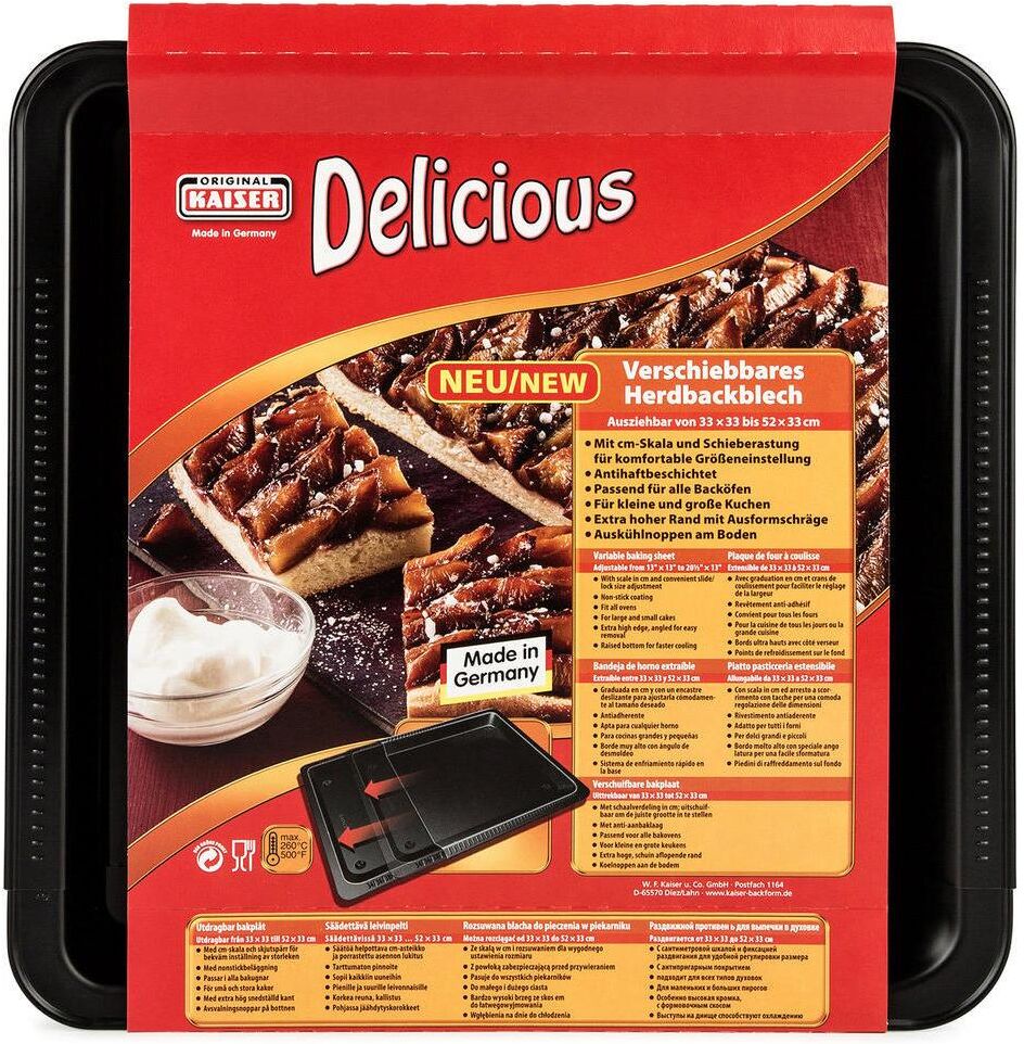Backblech KAISER "Herdbackblech Delicious 33-5", schwarz, B:33cm T:33cm, Metall, Backbleche, Backblech schwarz B/H/T: 33cm x 33cm