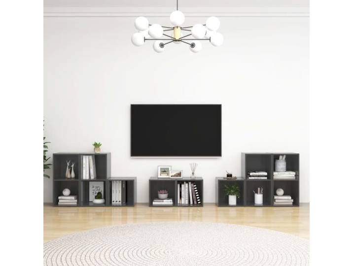 Ensemble de meubles TV 8 pcs Gris brillant Aggloméré