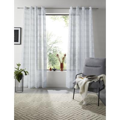 Gardine OTTO HOME "Sirii", weiß (grün), B:140cm H:175cm, Polyester, Polyester, Gardinen, Gardine, Halbtransparent, angenehme Haptik, mit Streifen, modern