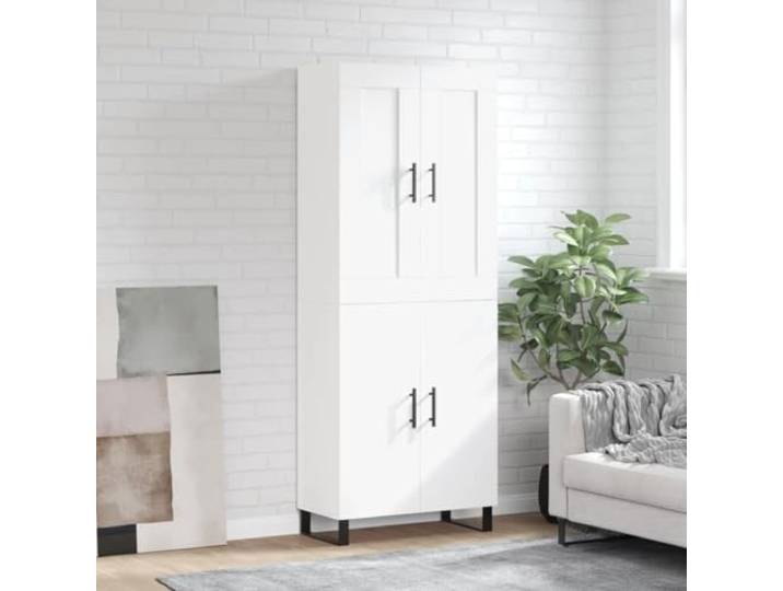 HEFZGDB Modernes Aufbewahrungshighboard aus Holzwerkstoff in Weiß mit viel Stauraum und Türen für das Wohnzimmer – Stilvolles Highboard
