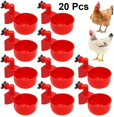 Fusion Finds Automatic Chicken Waterer Drinking Cups For Poultry Coop, Leak Resistant Poultry Water Dispenser 20 Pcs