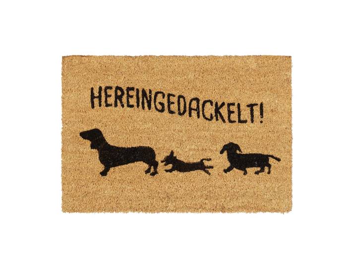 Fussmatte Kokos Hereingedackelt Hellbraun-Schwarz