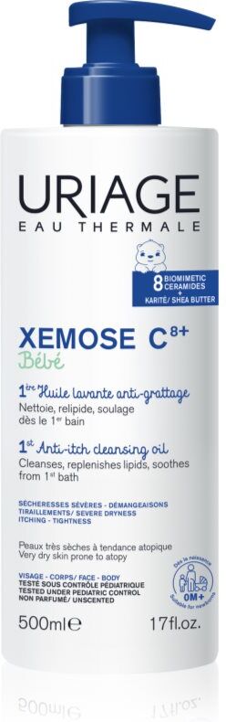 Uriage Xemose C8+ Bébé huile nettoyante apaisante pour peaux sèches à atopiques 500 ml
