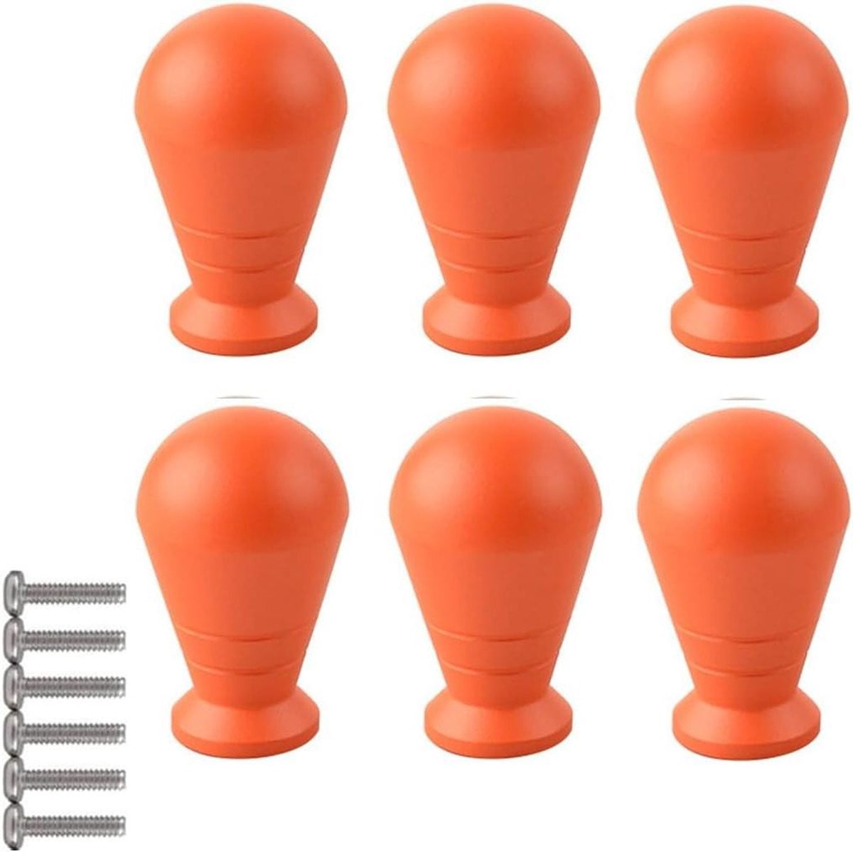 Set van 6 aluminium kastknoppen voor lades en meubels in het oranje