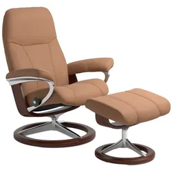Stressless Sessel mit Hocker Consul Signature Leder Braun Batick Latte L (Large)