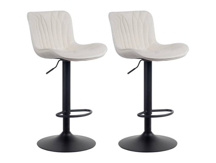 CLP Barhocker 2er Set Samt Creme, Metall, 48x83x54 cm, Esszimmer, Barmöbel, Barhocker
