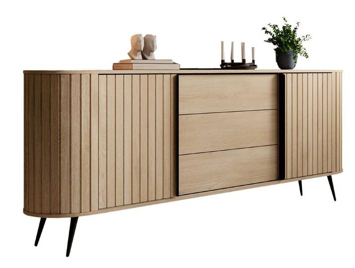Compleo Kommode 196cm breit, Möbelfarbe – Eiche Cremona, Sideboard mit Schubladen KAMA