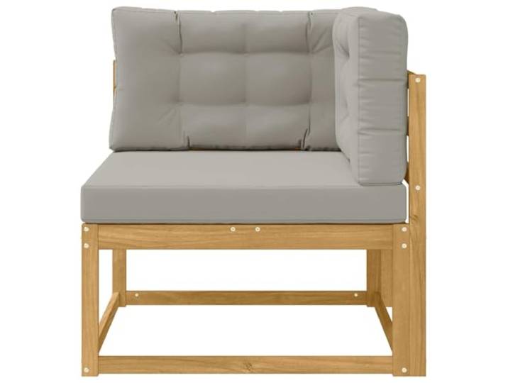 KTHLBRH Ecksofa für den Außenbereich, Massivholz Akazie, Weiß Lattenrost-Design, hellgraues Kissen, Sitzfläche 83 cm, 1-Sitzer, pflegeleicht