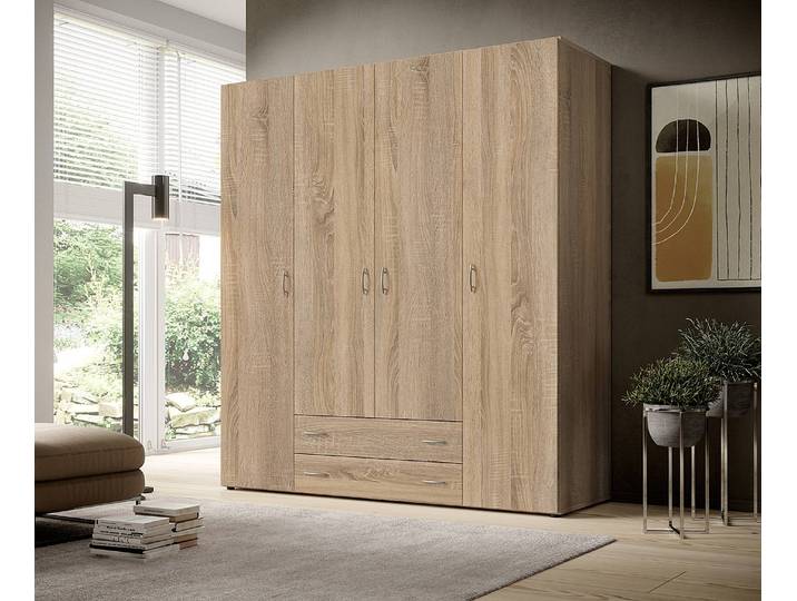 Drehtürenschrank Nigeruk 160 x 177 x 52cm Braun/Eiche Sonoma Dekor