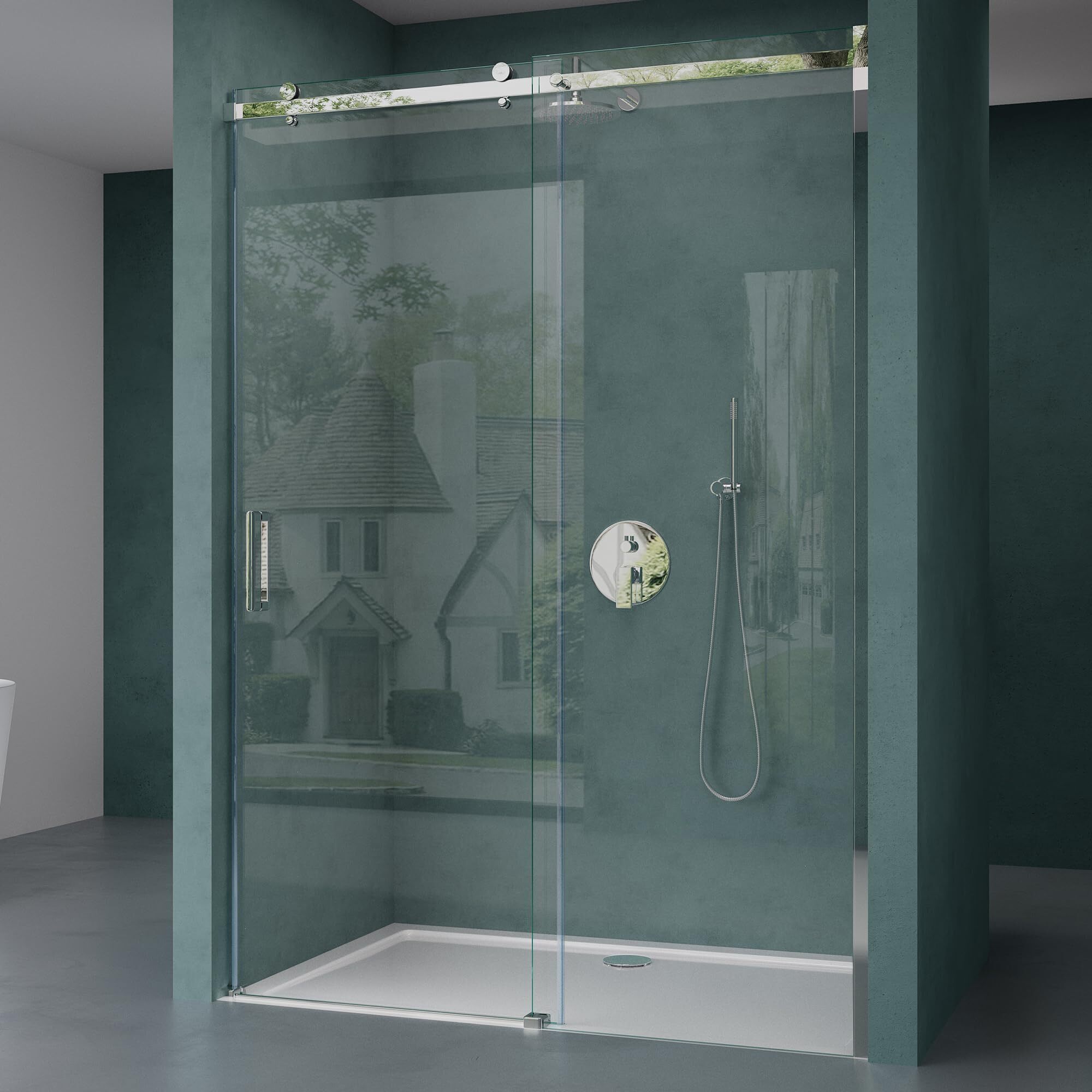 Mai & Mai Nischentür Duschtür Schiebetür 155cm Höhe:195cm Duschabtrennung 8mm Sicherheitsglas mit Nanobeschichtung Ter04