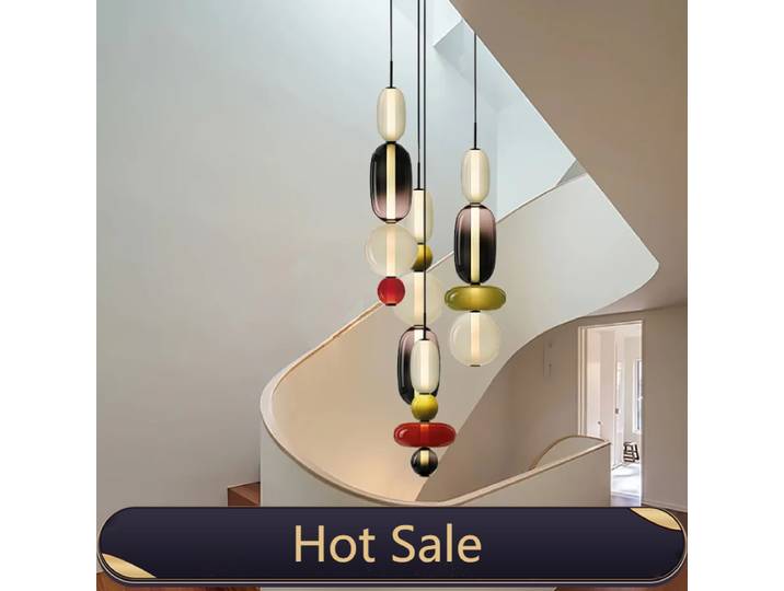 Lampes suspendues en verre coloré pour escaliers chambre cuisine hôtel boutique Restaurant lampe suspendue lustres de plafond Led moderne