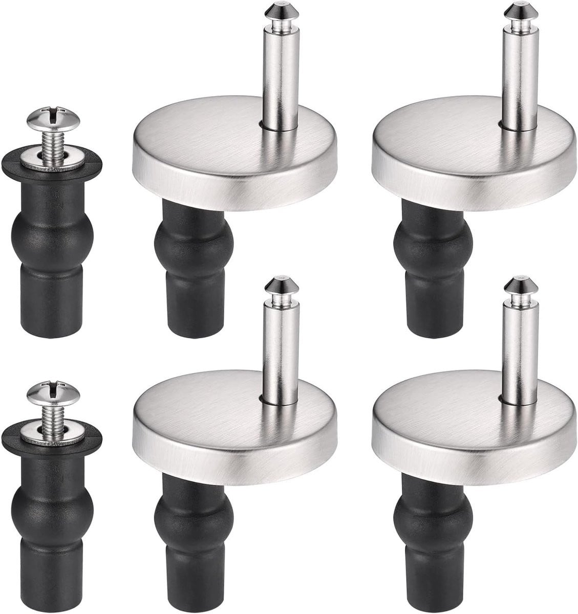 Universele toiletbril bevestigingsset met RVS schroeven, 4 stuks, zilver en zwart