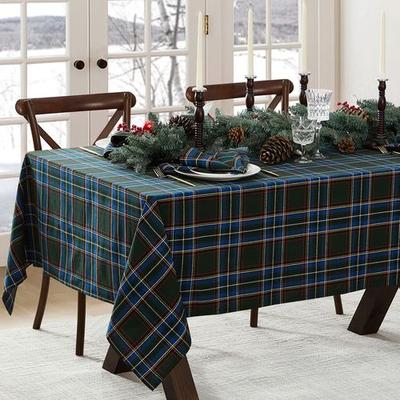 Threadmade Home Llc Fireside Tartan Rectangle Tablecloth, 60 x 120, Green