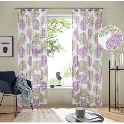 Gardine OTTO HOME "Belem, 1 Stück, Kräuselband, transparent" Gr. 2, beige, B:140cm H:175cm, Voile, Polyester, Gardinen, Gardine, 1 bzw. 2 Schals, Vorhang, Fertiggardine, Kreise