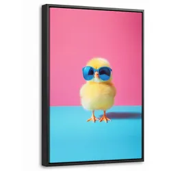 LEINWAND Bilder mit Rahmen - Chick - Sonnenbrille - Blau - 40x60