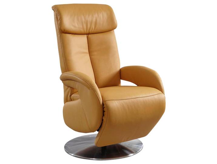 Cantus Relaxsessel, Gelb, Metall, Echtleder, Color-Finish-Leder, 70x110x80 cm, Goldenes M, Fussart wählbar, Lederauswahl, Stoffauswahl, Wohnzimmer, Sessel, Relaxsessel
