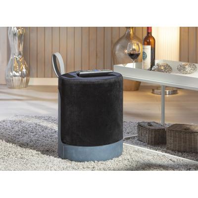 Hocker INTER LINK "Osane Sitzhocker mit Tragegriff, Polyester & Polyurethan, modern", schwarz, B:38cm H:43cm T:32,5cm, Samtvelours;100% Polyester, Hocker, Hocker, Tragbar, mobil, leicht, Trendfarben, BxTxH: 38 x 32,5 x 43 cm