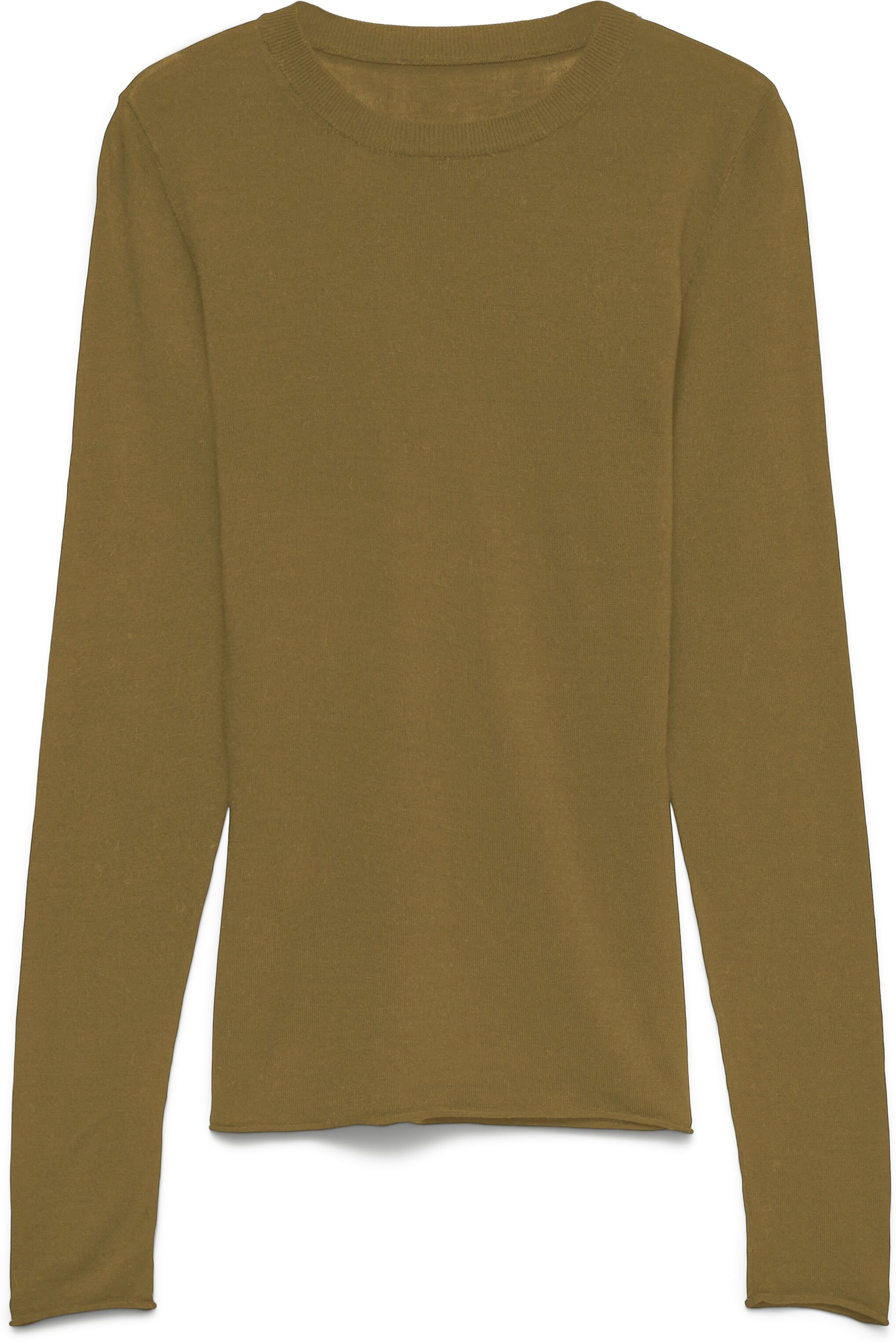 Strickpullover VERO MODA "VMKAMILE LS O-NECK PULLOVER NOOS", Damen, Gr. XS, braun (butternut), Strick, Obermaterial: 83% Viskose, 17% Nylon, unifarben, normal, Rundhals, Pullover Strickpullover, Viskosemischung butternut XS