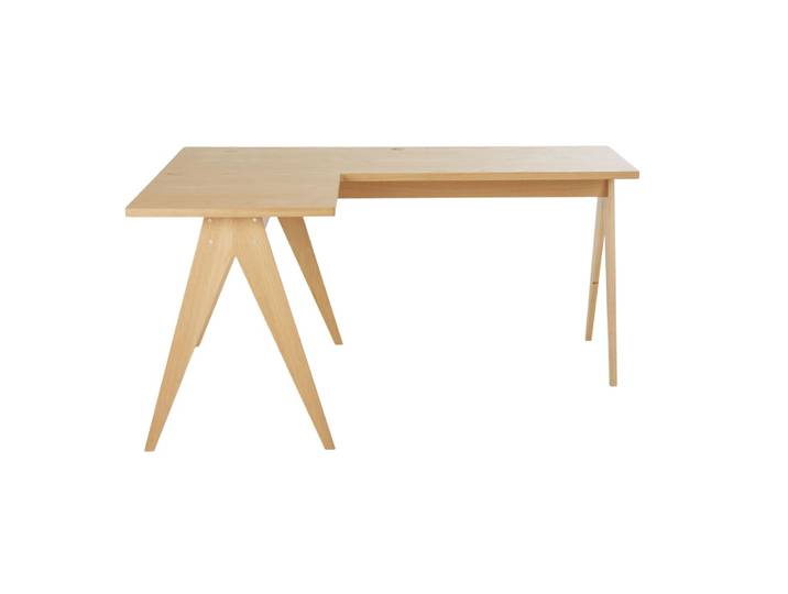 Bureau d'angle professionnel en bois de chêne et placage chêne, L160 cm