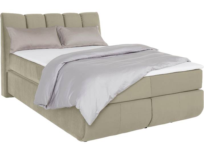 Boxspringbett, Rosa (Pearl), 150x221 cm, Polyester, Bodenfrei & Steppung, Modern