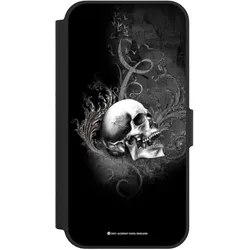 Nivocase Klapphülle für Apple iPhone 17e Handyhülle aus Kunst Leder NIVOflip schwarz Gothic Schädel (Apple iPhone 17e), Smartphone Hülle, Schwarz