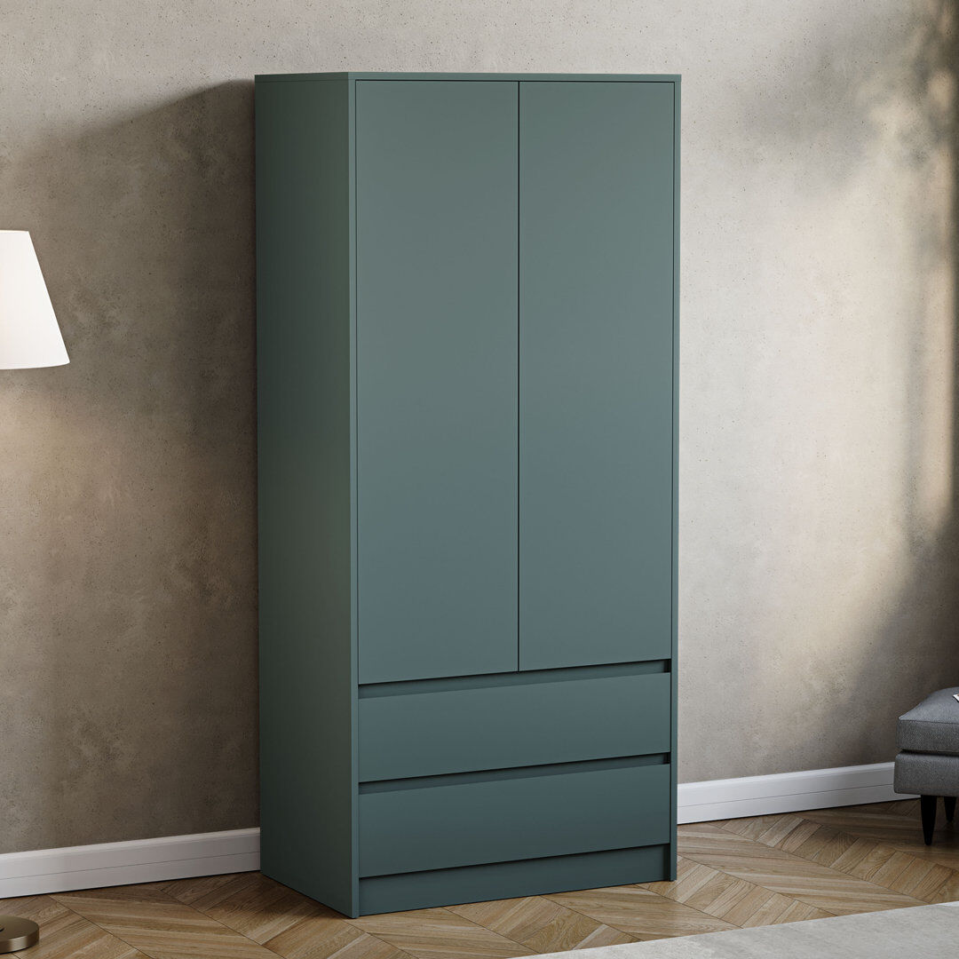 17 Stories Cunha 2 Door Wardrobe Green 76cm W X 53cm D