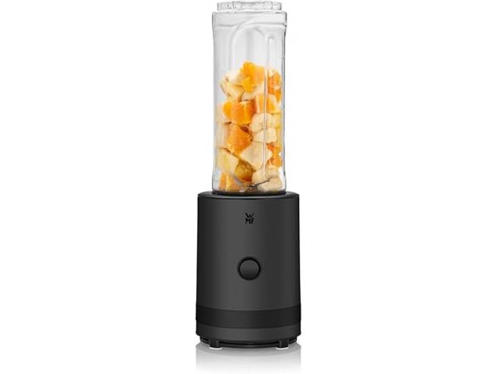 WMF Küchenminis Smoothie-to-go, Mini Standmixer mit zwei Mix-/Trinkbehältern 0,6l, Mixer Hochleistungsmixer 300 W, edelstahl matt, schwarz