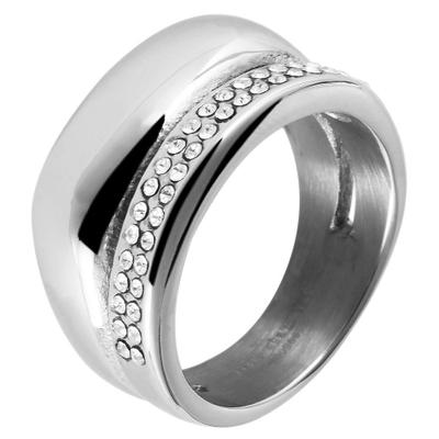 Fingerring ADELIA´S "Damen Ring aus Edelstahl mit Strass Steinchen" Gr. 54, silber, Fingerringe, Damen, 54, Edelstahl, Fingerring