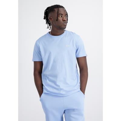 T-Shirt ALPHA INDUSTRIES "Unisex EMB T-Shirt", Herren, Gr. 2XS, blau (light blau), Obermaterial: 100% Baumwolle, Shirts T-Shirt