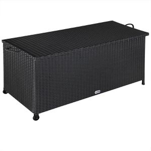 CASARIA Gartenbox 102318, aus Polyrattan, 117 x 53 x 60cm, 270 Liter, schwarz, wasserdicht