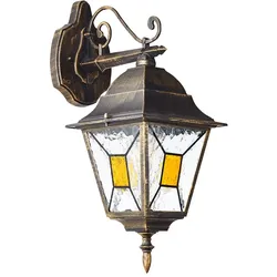 Brilliant Janel Außenwandleuchten - 1 Stück Außenlampe Hängend Schwarz Gold, IP44, E27 Fassung (Leuchtmittel nicht inkl.), Dimmbar, Wetterfest für Garten, Terrasse & Eingang
