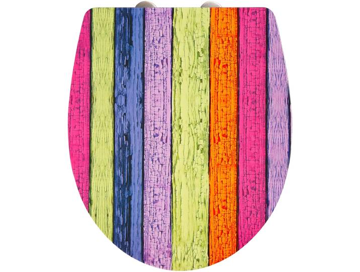 WC-Sitz ADOB Colours , bunt (bunt, pink), B:38,5cm H:4,2cm L:45cm, Duroplast, Edelstahl, WC-Sitze, WC-Sitz, Absenkautomatik, zur Reinigung auf Knopfdruck abnehmbar