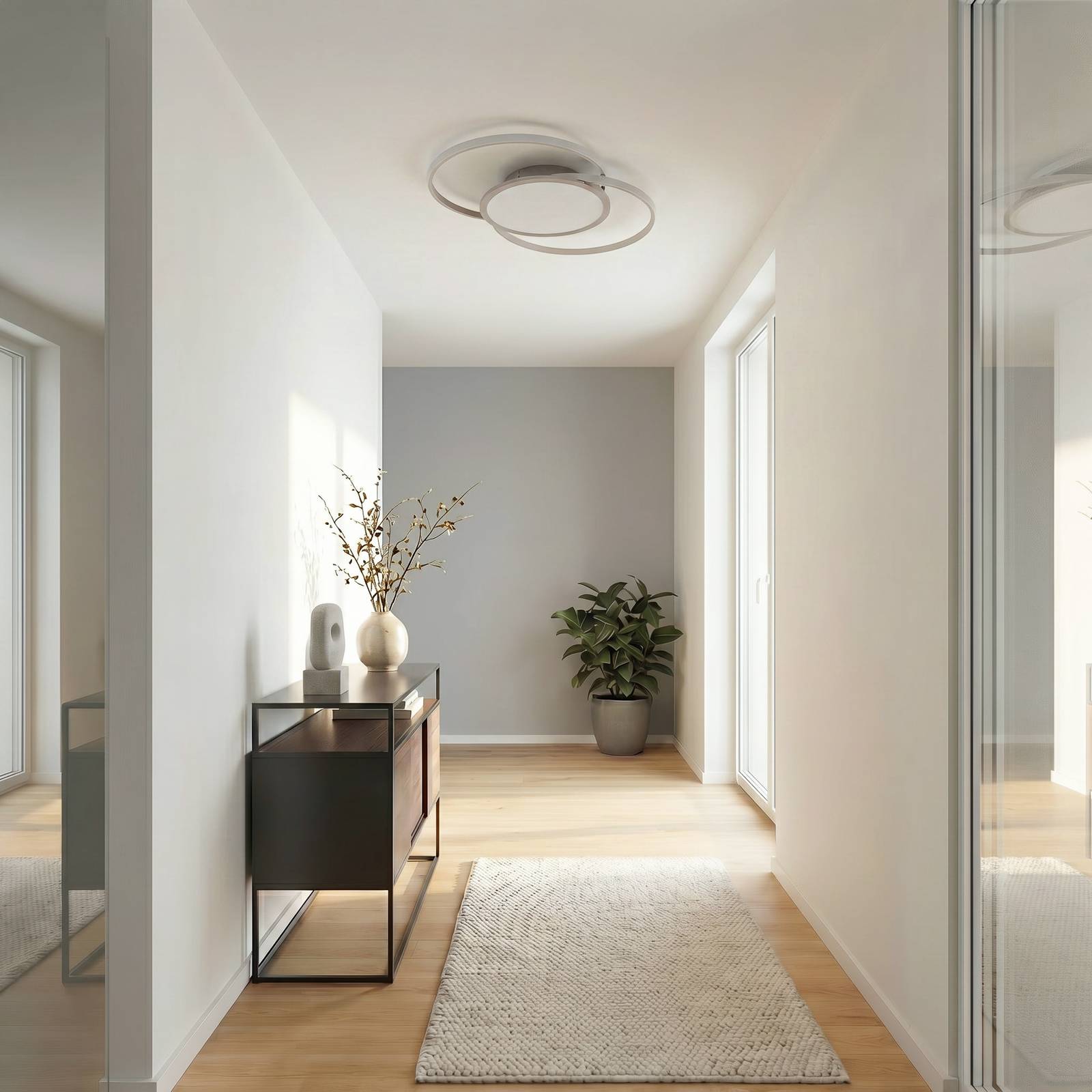 LED Ceiling Light Senne Lucande, dimmable, Alu / grey / zinc, Bedroom, metal, Modern, Ceiling Light