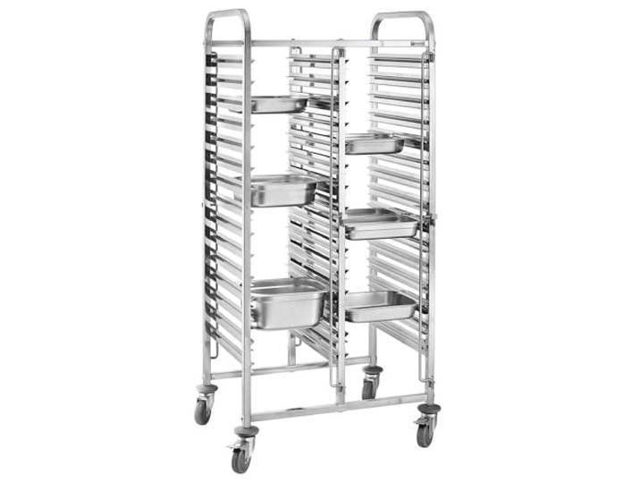 GGM Gastro TWDH1611 Tablettwagen - doppelt - für 32 Tabletts GN 1/1