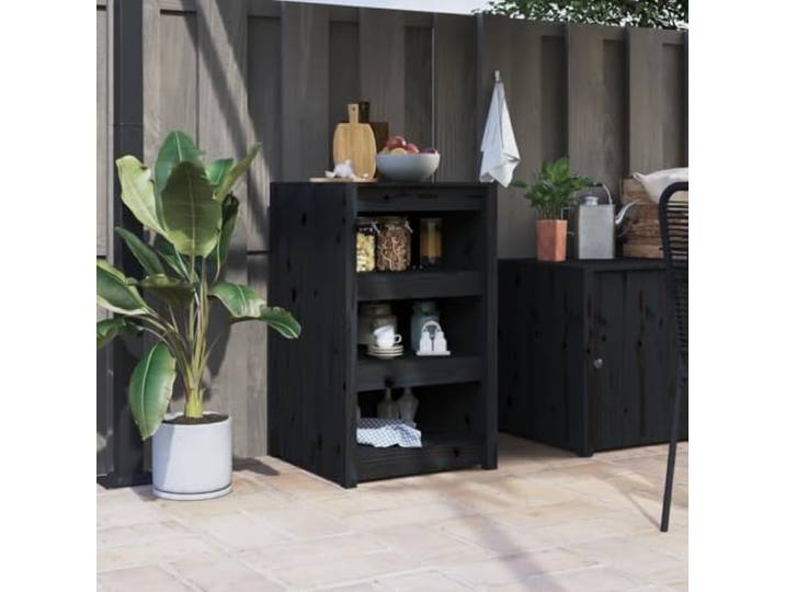 Outdoor-Küchenschrank MEPPEL schwarz 55 x 55 x 92 cm aus Kiefernholz Massives Kiefernholz, modulares Design, Stauraum, Wandbefestigung im Lieferumfang enthalten, Montage erforderlich