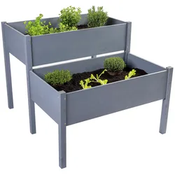 NYVI Hochbeet NYVIGreen mit 2 Abteilungen Grau - Gartenbeet mit Unkrautvlies