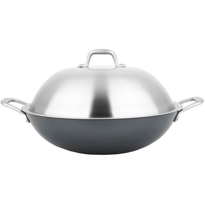 Wok CARL SCHMIDT SOHN "Altena", silber (silberfarben), Ø:36cm, Pfannen, Wok, Ø 36 cm, mit Deckel