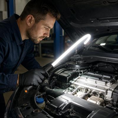 Inspired Deals Flexible LED Work Light For Automotive Repair Rechargeable Under Hood Inspection Lamp black