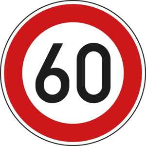 SafetyMarking Verkehrsschild StVO zugelassen, 60 cm, VZ 274-60, RA1/C, Höchstgeschwindigkeit 60 km/h